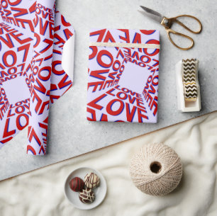 Liebe Effekt 3D-Typografie auf Elegant Geschenkpapier