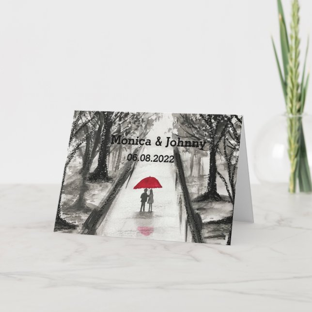 Liebe Ehepaar Regenschirm Hochzeit Brautparty Karte (Vorderseite)