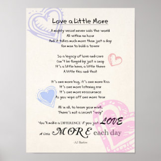 "Liebe ein bisschen mehr" Inspirationsgedicht Medi Poster