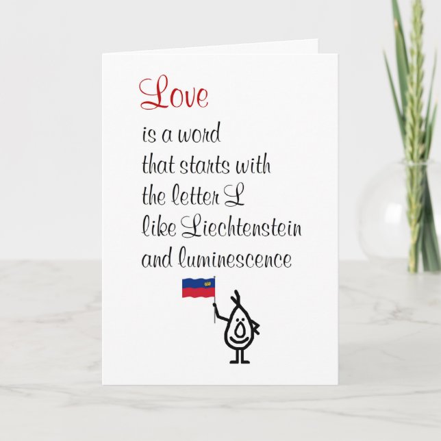Liebe - Ein glückliches Valentinstag-Gedicht Karte (Vorderseite)