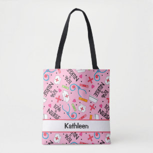 Liebe ein Krankenschwester-Kunst-Rosa-Name Tasche