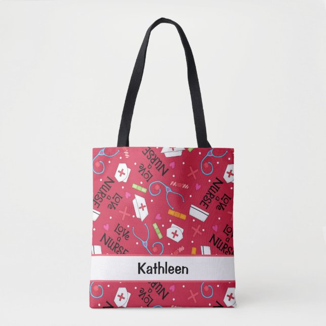 Liebe ein Krankenschwester-Kunst-rotes Tasche (Vorderseite)