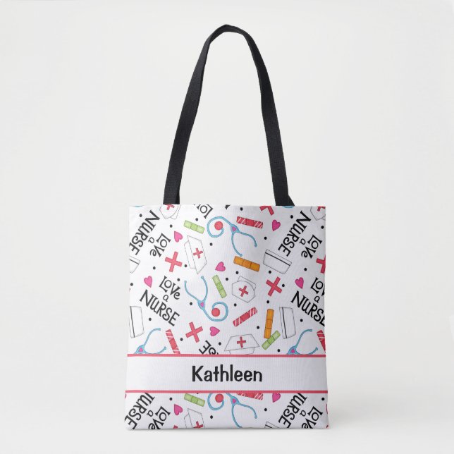 Liebe ein Krankenschwester-Kunst-weißes Tasche (Vorderseite)