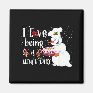 Liebe, ein Schneemann-Lunch-Lady-Weihnachtsessen Magnet