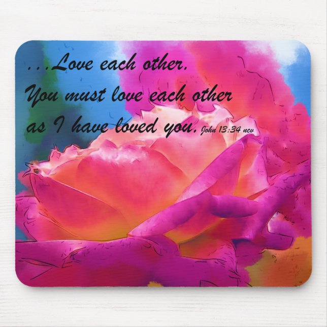 Liebe einander Aquarellfarben Rose Mauspad blühen (Vorne)