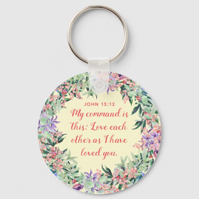 Liebe einander - Button-Schlüsselanhänger Schlüsselanhänger (Vorderseite)