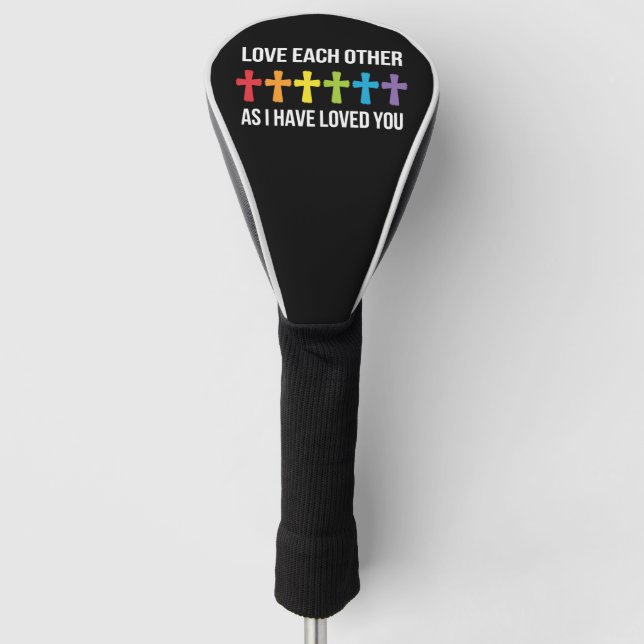 Liebe einander Gay Pride LGBTQ Rainbow Christlich Golf Headcover (Vorderseite)