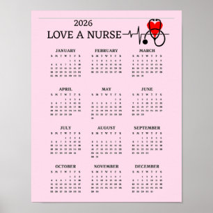 Liebe eine Krankenschwester Herz Stethoskop 2026 K Poster