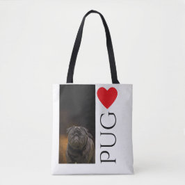 Liebe eine schwarze Mops-Tasche Tasche