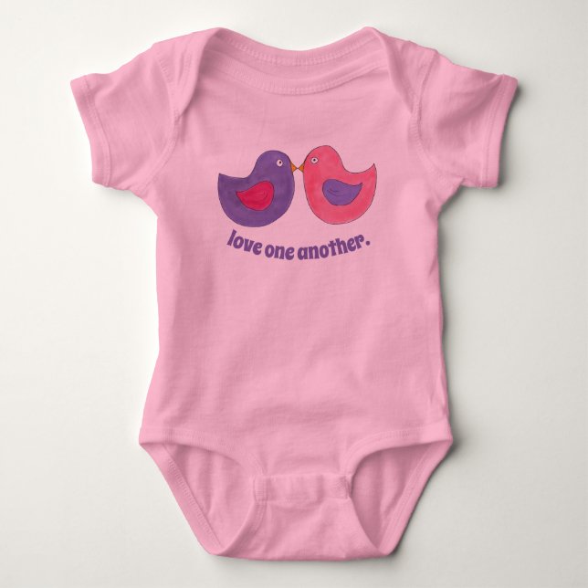 Liebe Eine weitere rosa Lila Taubenvogel Baby Strampler (Vorderseite)