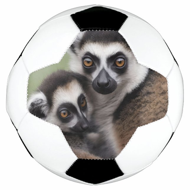 **"Liebe einer Mutter: Mama und Baby Lemur Cuddlin Fußball (Vorderseite)