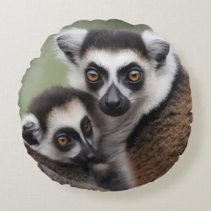 **"Liebe einer Mutter: Mama und Baby Lemur Cuddlin Rundes Kissen