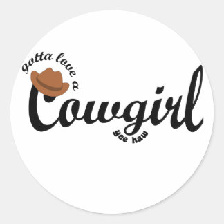 Liebe eines Cowgirl yeehaw Runder Aufkleber