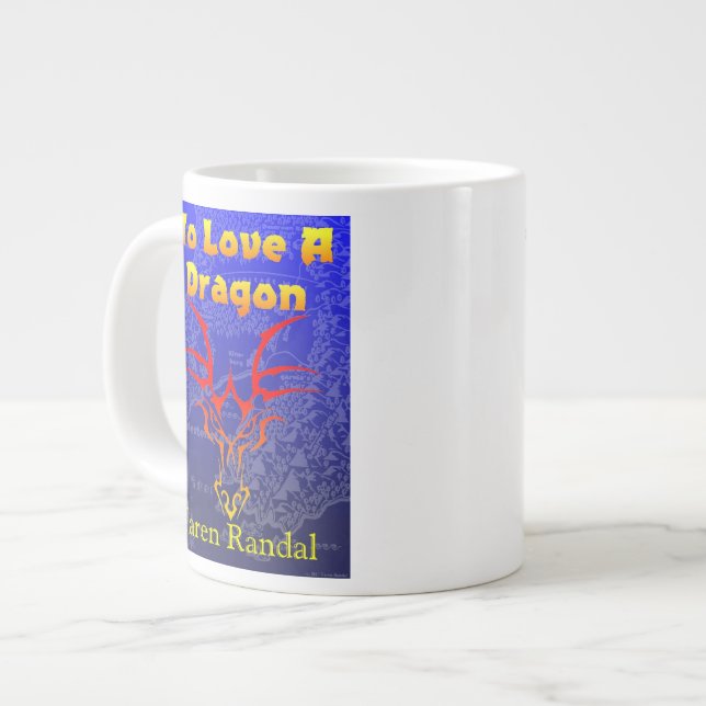 Liebe eines Drachen mit Karte Jumbo-Tasse (Vorderseite Links)