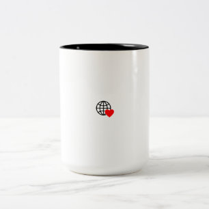 Liebe & Einheit verbreiten - Herz & Globe-Kaffee-T Zweifarbige Tasse