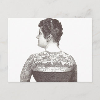 "Liebe Eins Andere" Tattoooid Viktorianische Frau Postkarte