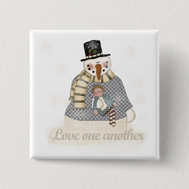 Liebe Eins Snowman T - Shirt und Geschenke Button (Vorderseite)