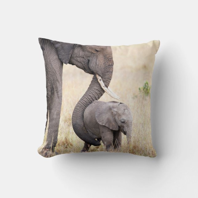 Liebe Elefant Baby Foto Kissen (Vorderseite)