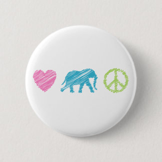Liebe, Elefant und Frieden Button