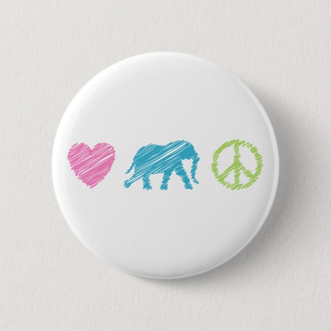 Liebe, Elefant und Frieden Button (Vorderseite)