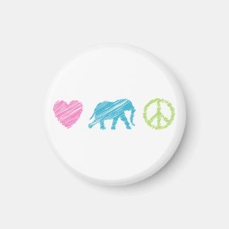 Liebe, Elefant und Frieden Magnet