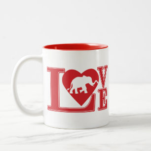 Liebe-Elefanten Zweifarbige Tasse