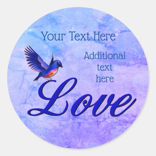 Liebe Elegant Bluebird Personalisiert Runder Aufkleber (Vorderseite)