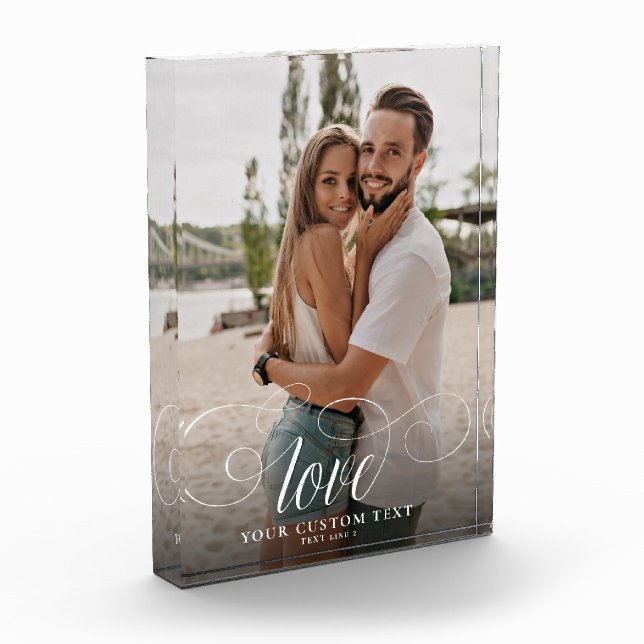 Liebe Elegante Kalligraphie Einfache Hochzeit Fotoblock (Links)