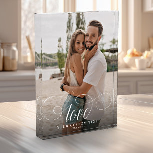 Liebe Elegante Kalligraphie Einfache Hochzeit Fotoblock
