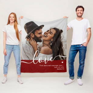 "'Liebe' Elegante Schrift Foto & Persönliche Nachr Fleecedecke