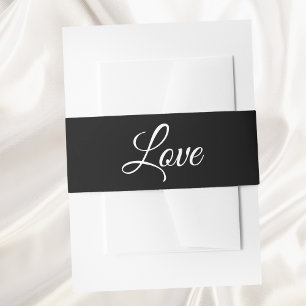 Liebe Elegante Schwarz-weiße Minimalistische Hochz Einladungsbanderole