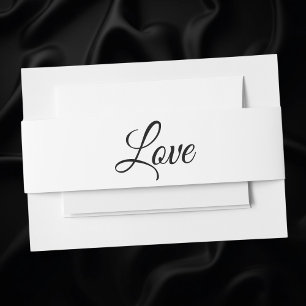 Liebe Elegante Schwarz-weiße Minimalistische Hochz Einladungsbanderole