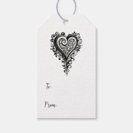 Liebe - Elegantes Schwarz-Weiß-Herz Geschenkanhänger