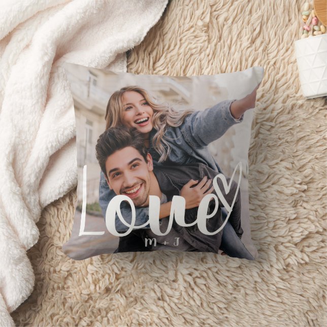 Liebe Elegantes Skript mit Herz zwei Foto Kissen (Decke)