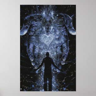 Liebe Embrace - Riesenhand hält Herzplakat Poster
