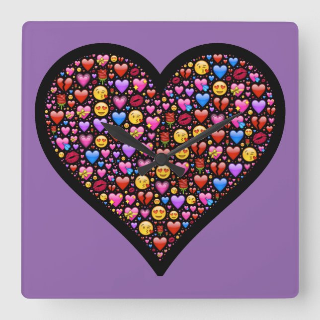 Liebe Emoji individuell Quadratische Wanduhr (Vorderseite)