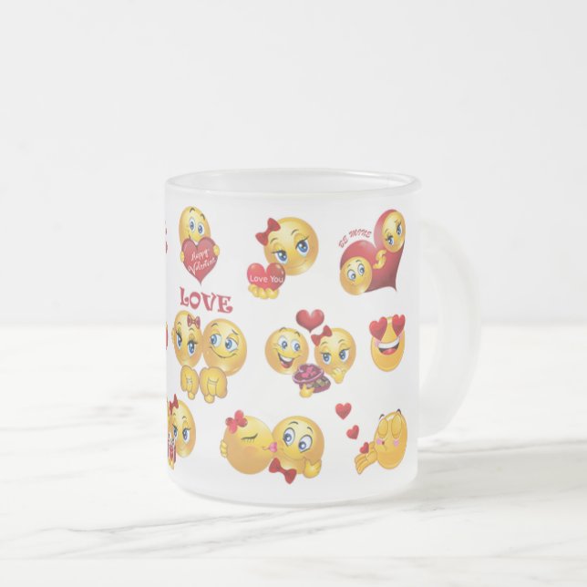 Liebe Emoji Mattglastasse (VorderseiteRechts)