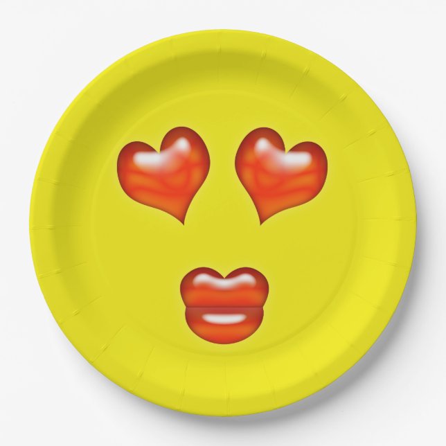 Liebe Emoji Pappteller (Vorderseite)