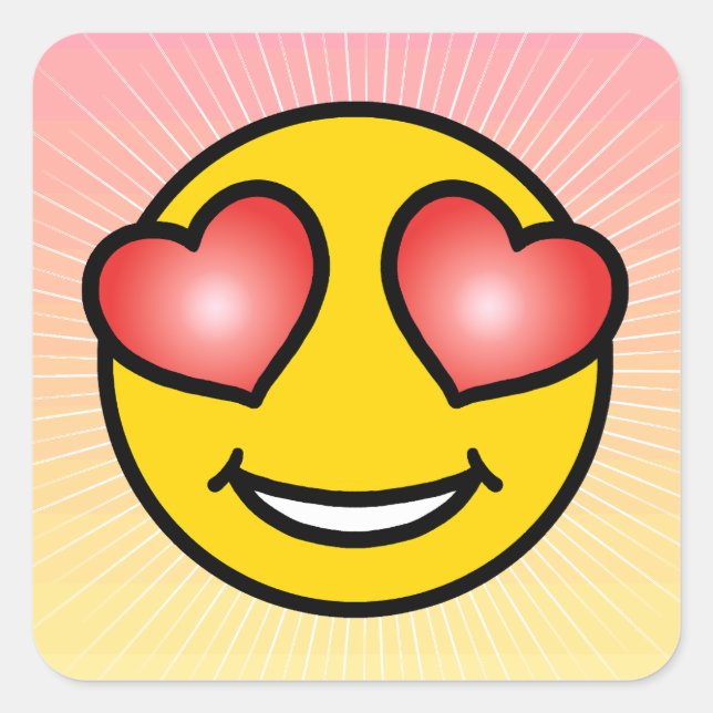 Liebe Emoji Quadratischer Aufkleber (Vorderseite)