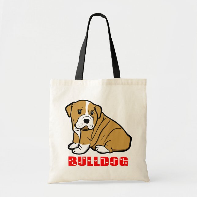 Liebe English Bulldog Welpe Dog Cartoon Tote Bag Tragetasche (Vorne)