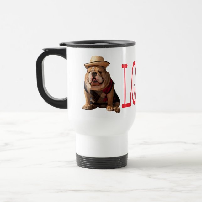 Liebe English Bulldog Welpe Hund Coffee Travel Mug Reisebecher (Links)