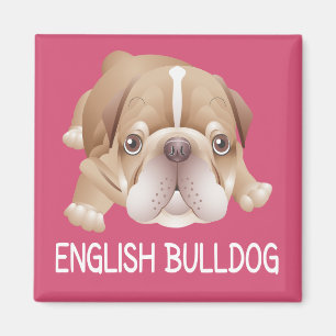 Liebe English Bulldog Welpe Hund Rosa Magnet