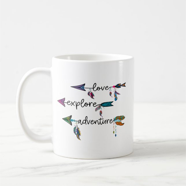 Liebe Entdecken Sie das Adventure Arrow Tribal Boh Kaffeetasse (Links)