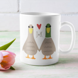 Liebe Enten Custom Initials Valentinstag Kaffeetasse