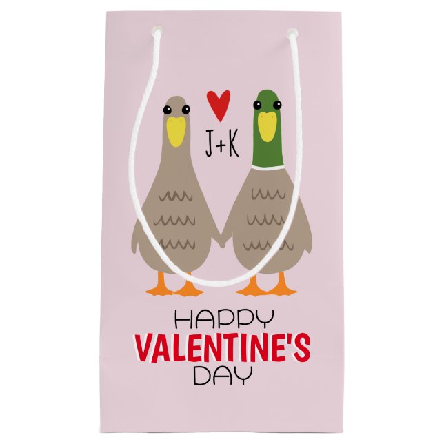 Liebe Enten Custom Initials Valentinstag Kleine Geschenktüte (Vorderseite)