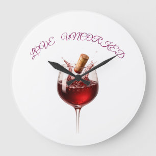 Liebe Enthemmter Eleganter Wein-Splash-Hochzeitsge Große Wanduhr