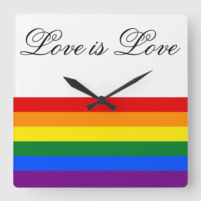 Liebe Equality Rainbow Flag LGBT Lesbischer Gay Pr Quadratische Wanduhr (Vorderseite)