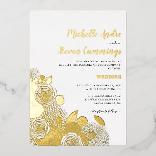 Liebe erblüht • Elegante florale Hochzeit Folieneinladung