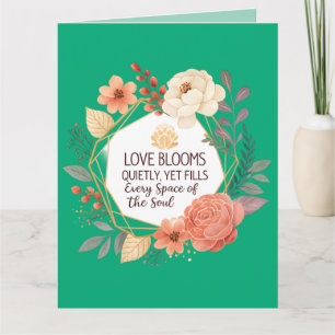Liebe erblüht still – Florales Zitat Aquarell Karte
