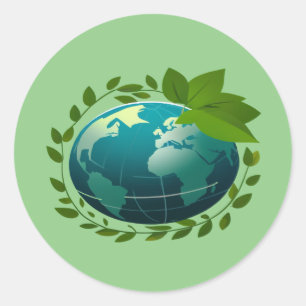 Liebe Erde   Öko Globe   Grüner Planet Runder Aufkleber